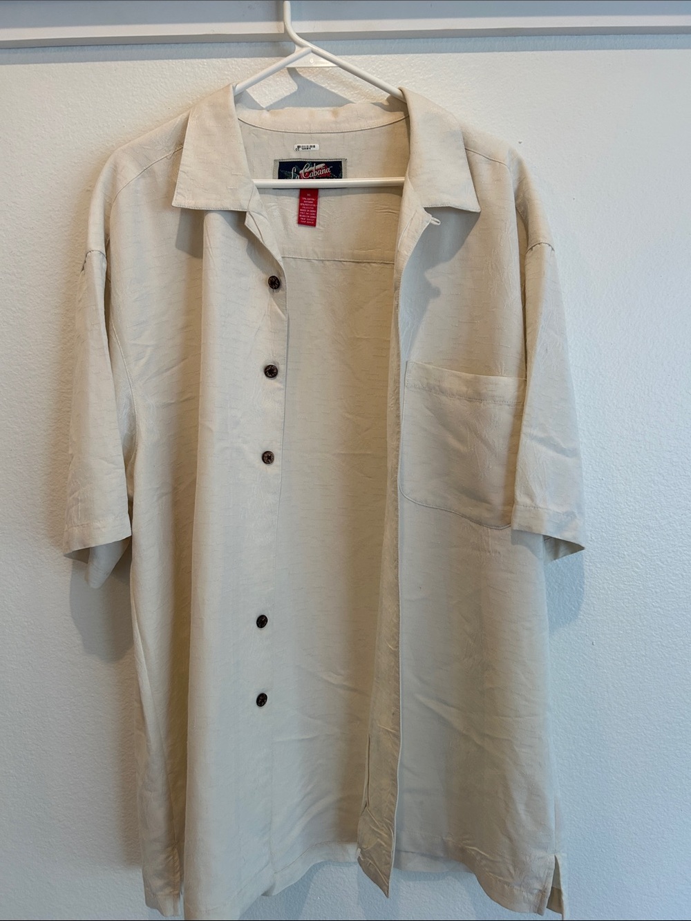 La Cabana - Vintage Hawaiian Cream Short Sleeve Button-Up Shirt